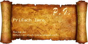 Prifach Imre névjegykártya